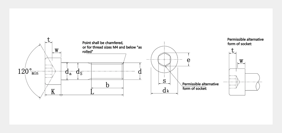 Hex Socket Cap Bolts 2D Hex Socket Cap Bolts 2D