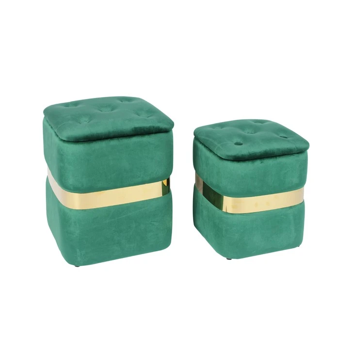 Round Velvet Storage Ottoman